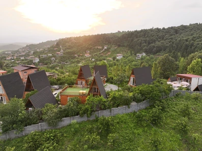 نمای کلی اقامتگاه بومگردی دنسه بام هیرکانی سوادکوه از بالا