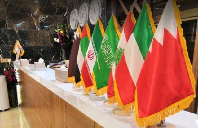 پرچم چند کشور در لابی هتل نعیم الوارث کربلا