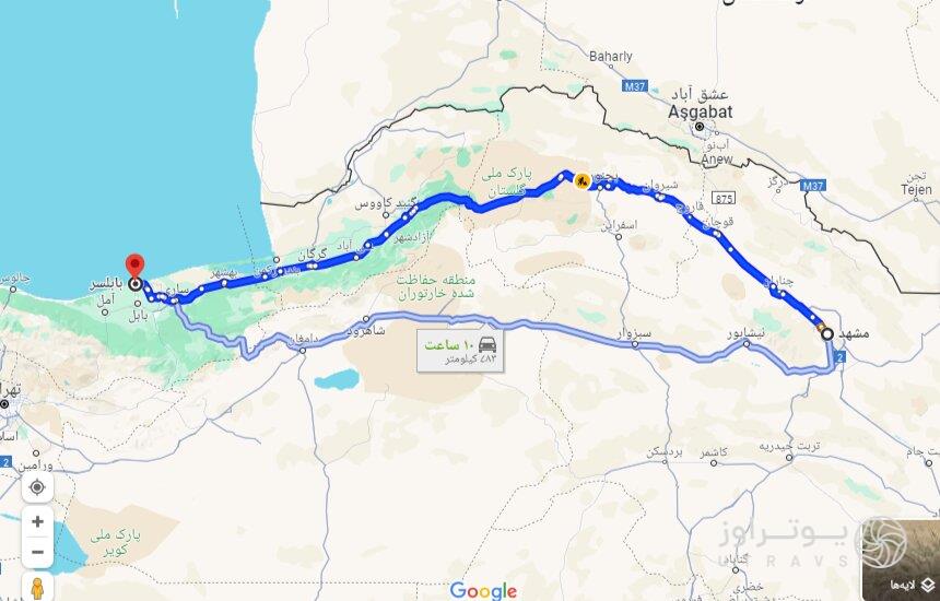 مسیرهای مشهد به بابلسر مسیر مشهد به شمال؛ نزدیک ترین راه و جاهای دیدنی