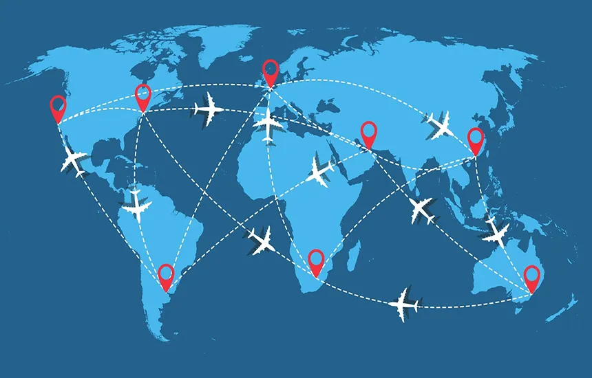 نقشهای تصویرسازیشده از پروازهای غیرمستقیم
