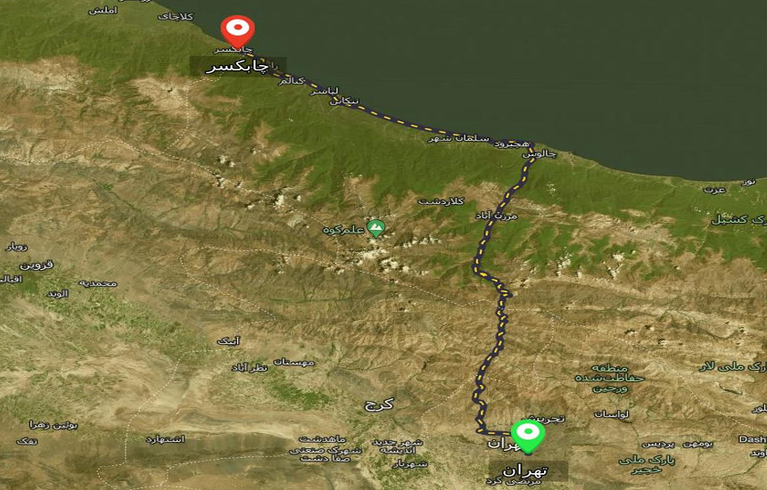 فاصله تهران تا چابکسر و زمان سفر با خودرو