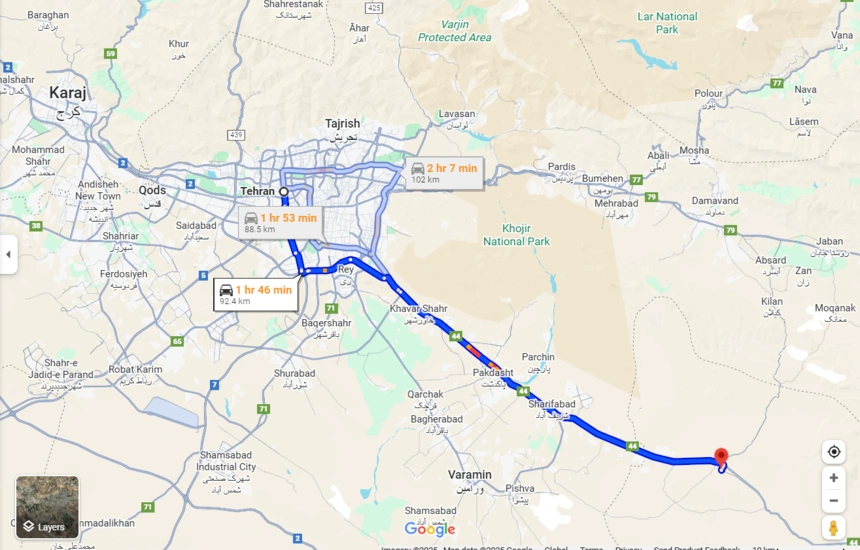 فاصله ایوانکی تا تهران چقدر است؟